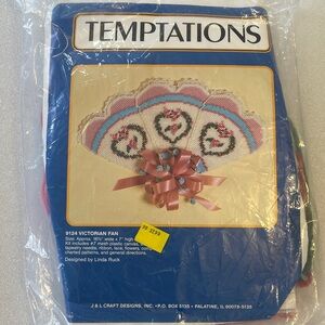 Temptations Victorian Fan Needlepoint Kit. NIP